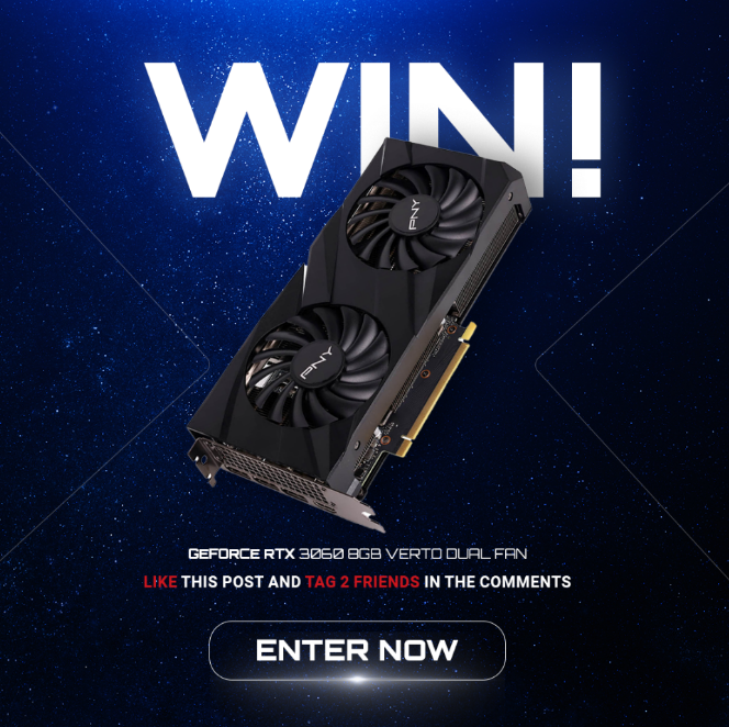 GIVEAWAY TIME!!!
👾👾We're giving you the chance to win the ultimate gaming upgrade – The slim and very attractive PNY GEFORCE RTX 3060 8GB VERTO Dual Fan worth R8000!
Follow link to enter
facebook.com/groups/ZAGAMIN… 

#WinBig #PNYGraphics #GamingUpgrade #TagAndShare #EpicPrize