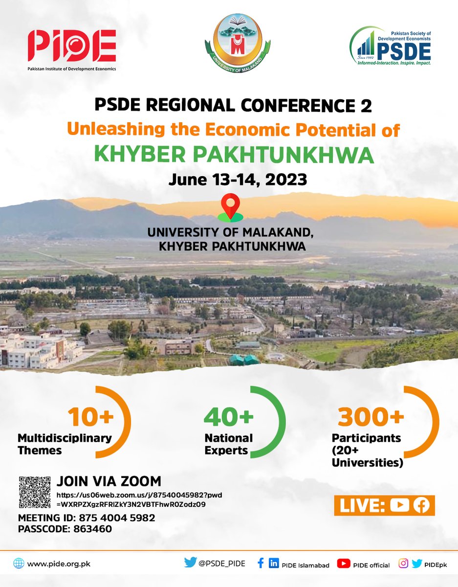 PIDEpk's tweet photo. 𝗨𝗻𝗹𝗲𝗮𝘀𝗵𝗶𝗻𝗴 𝘁𝗵𝗲 𝗘𝗰𝗼𝗻𝗼𝗺𝗶𝗰 𝗣𝗼𝘁𝗲𝗻𝘁𝗶𝗮𝗹 𝗼𝗳 𝗞𝗵𝘆𝗯𝗲𝗿 𝗣𝗮𝗸𝗵𝘁𝘂𝗻𝗸𝗵𝘄𝗮
The 2 days Conference contains 10+ sub-themes covering critical dimensions. 40+ National Experts &amp; 400+ participants all across KPK. 

Details: https://t.co/SnWiLvZboC https://t.co/YfCwbXQQ5j