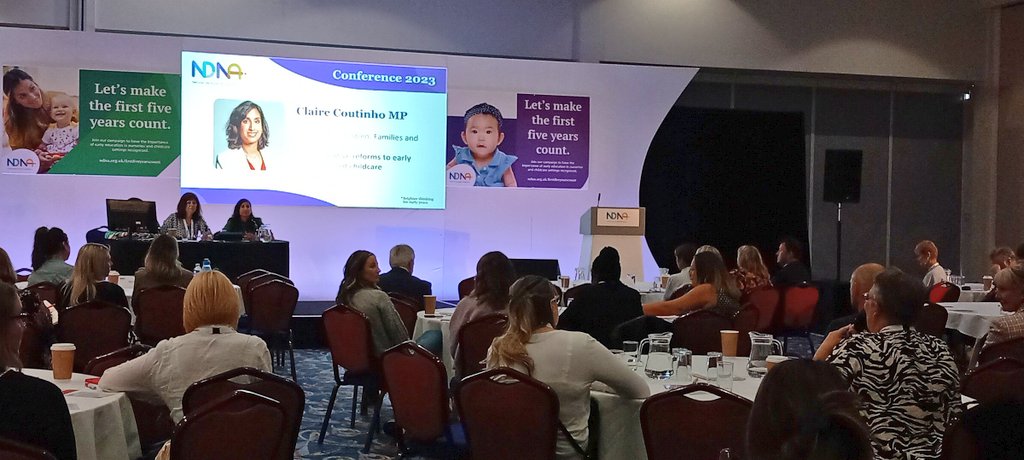 NDNAtalk's tweet photo. "The only way to train people is to get people in. I know there's been some challenges."

"I want to acknowledge the hard-work done by Purnima and  NDNA, #FirstFiveYearsCount is an excellent platform for us to build off." - @ClaireCoutinho

#NDNAConference https://t.co/R7MF52s7zG