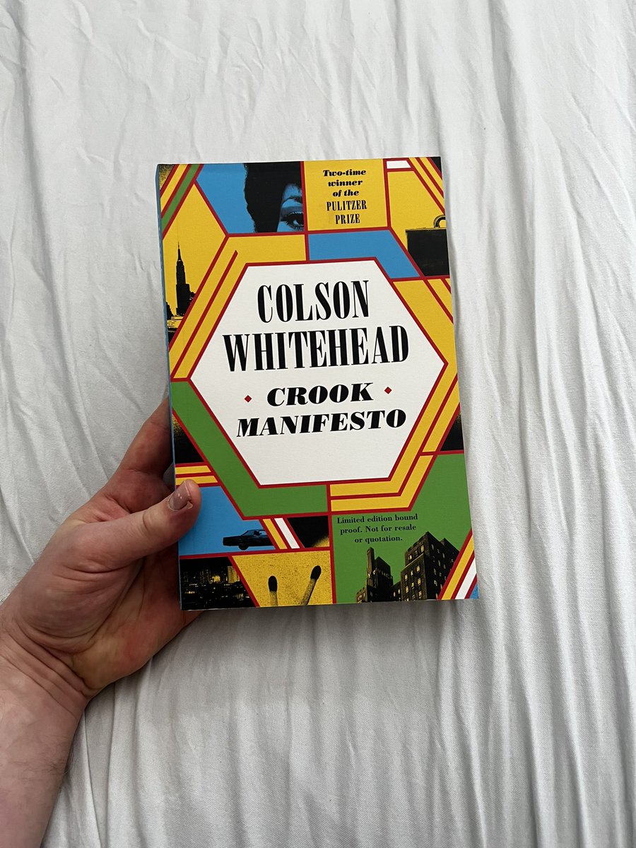 Thank you so much to @LittleBrownUK @celestewb for my copy of the new Colson Whitehead book Crook Manifesto. I’m very lucky, very grateful. It’s out July 18th. https://t.co/L4Rg87SmP8