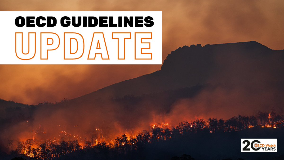 OECDwatch's tweet photo. 📢Exciting news: @OECD Guidelines are updated!
Big step forward to tackle environmental damage: companies are now expected to identify &amp; address their adverse impacts on #climatechange, #biodiversity, #deforestation, etc

Read more👇https://t.co/fdUFC3QuAK
#MNEguidelines #OECDrbc https://t.co/q0bOSYgCjQ