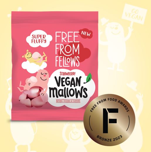 Our Strawberry Mallows have won the bronze award at the Free From Food Awards 2023. #freefromfoodawards #freefromfoodawards2023 #freefromfellows #freefromfellowsmallows #veganmallows #awardwinningmallows #numberoneveganmarshmallow #vegan #veganfood #vegansweets #freefrom