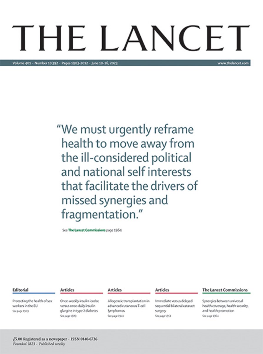 How do we tackle fragmentation in global health?

On the cover, a new Lancet Commission explores this question and the synergies between #UHC, health security, and health promotion.

Find this and more in our latest issue: hubs.li/Q01SXQ3b0