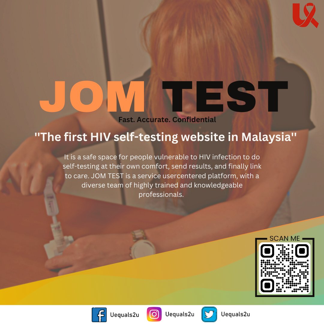 Empowering individuals with convenient HIV self-testing. Discover JOM TEST, a safe space for self-testing and connecting with care. Register at: jom-test.com/register #KnowYourStatus #UEQUALS2U