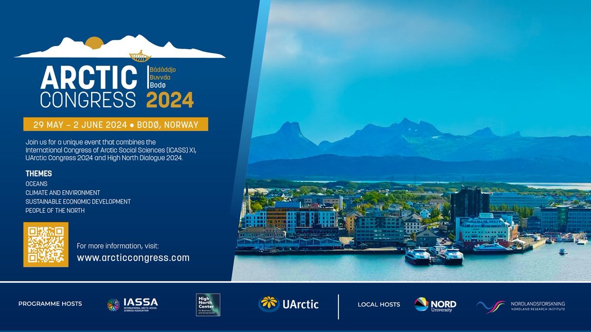 Hurry up before the deadline June 15th! We welcome proposals for sessions to be held during the Arctic Congress Bodø 2024. arcticcongress.com/call-for-sessi… @uarctic @IASSA_SocSci @Norduniversitet @Nforsk