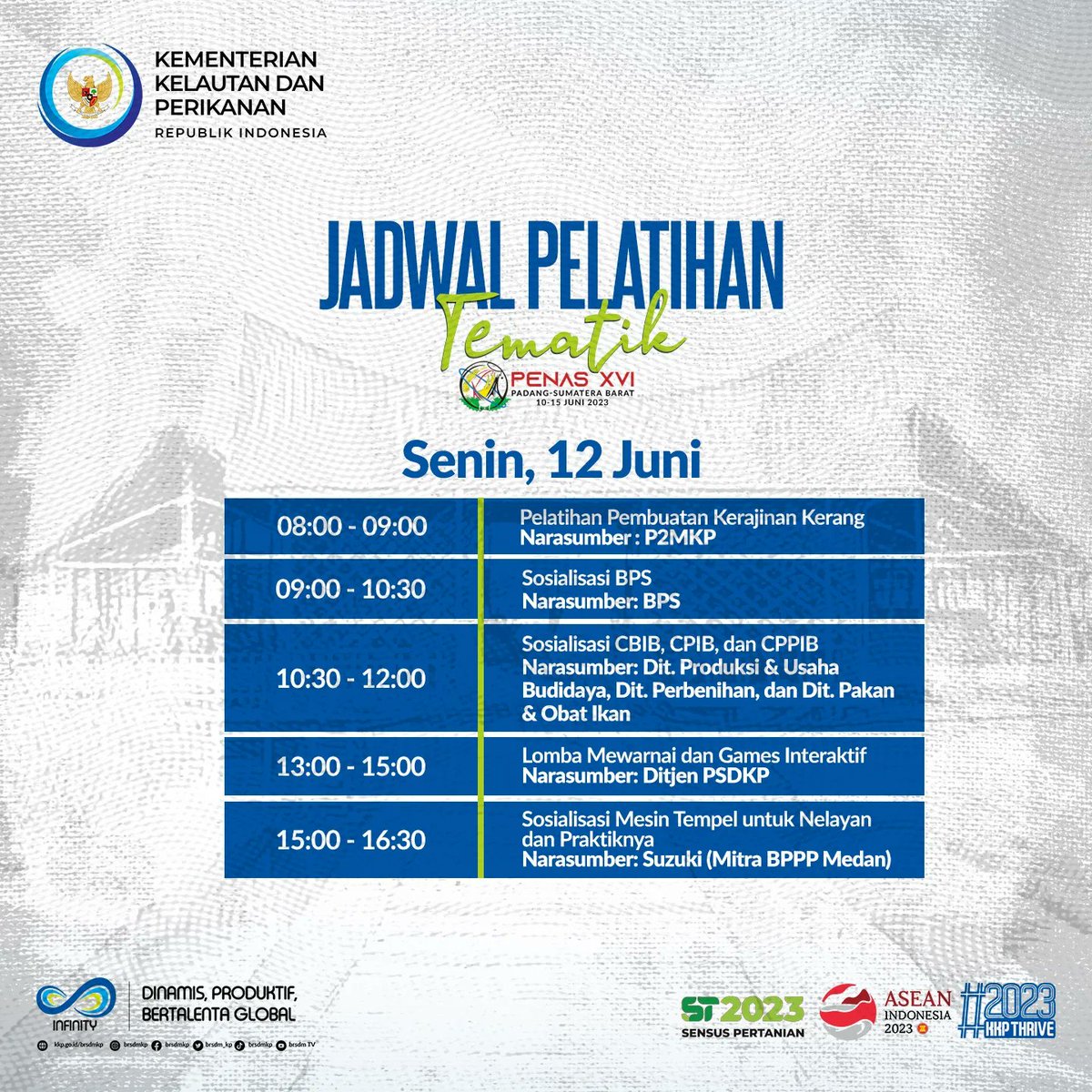bppsdm_kp's tweet photo. Yuk masyarakat Padang dan sekitarnya ikut berpartisipasi dan ramaikan #PENAS2023 ! 

Simak jadwal pelatihan berikut ya😉 

#KKPThrive #SDMKP #PelatihanKP @kkpgoid @saktitrenggono @in_radiarta @puslatluhkp @pusdikkp @pusriskan @pusriskel @RISET_SOSEK @produkbiotekKP https://t.co/BGSx5UYgTg