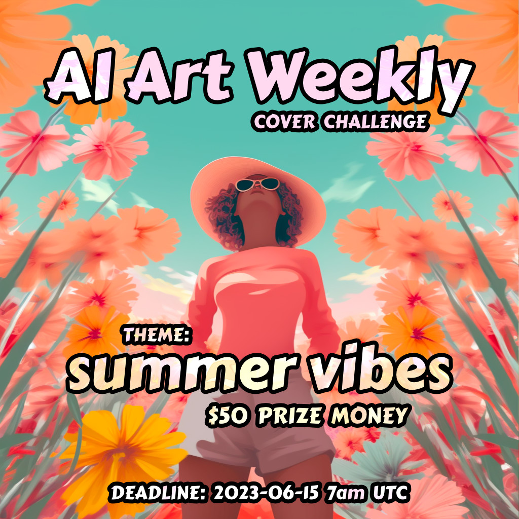 Hey, Listen! 🧚 I'm looking for another round of #aiartweekly cover submissions! Winner gets $50 and all finalists will be mentioned in issue #38 ✨

Theme is "summer vibes" 🏝️🍹

2 images max
10:14 vertical aspect ratio
Unminted
Like+RT

Submit below! 👇