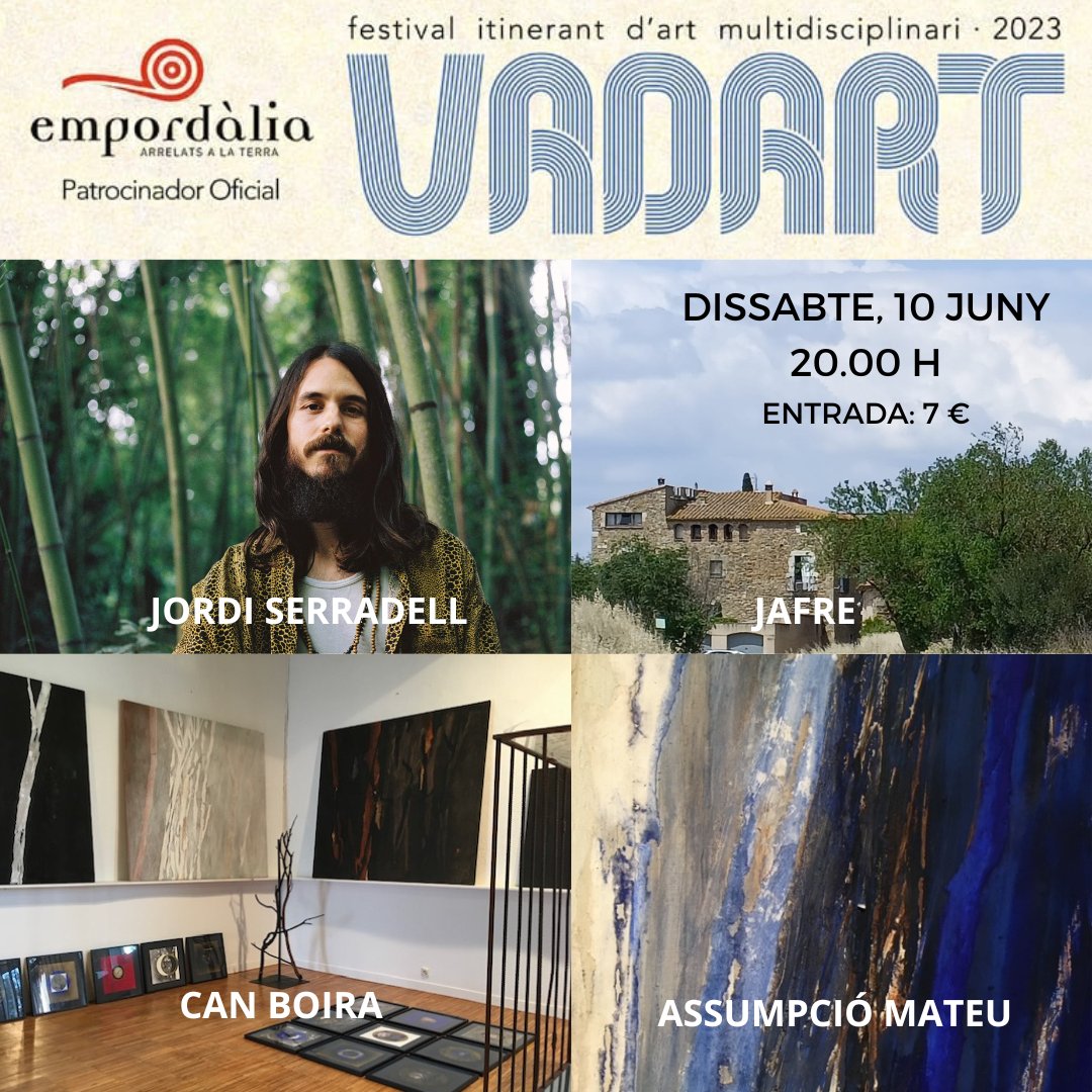 eleerasdigit's tweet photo. Bon dia ! Vols descobrir espais singulars on l'art sigui el protagonista? No en dubtis, Festival Vadart és el que estas cercant! Un festival itinerant, de petit format, ple d'Art i bona música, amb degustació de vins @CoopEmpordalia. L'art ens mou! #festivalvadart #art #vi https://t.co/CDJbeqQLbH
