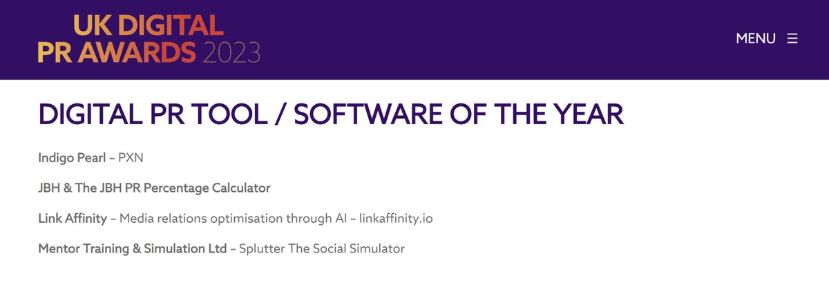 Justo una semana antes de SEonthebeach, nos comunican que @LinkaffinityES es finalista en los UK Digital PR Awards como "Software del año de Digital PR en UK" 🎉  YIHAAAAAAAAA  ukdigitalprawards.co.uk/2023-shortlist/ #UKDigitalPRAwards  @dontpanicevents