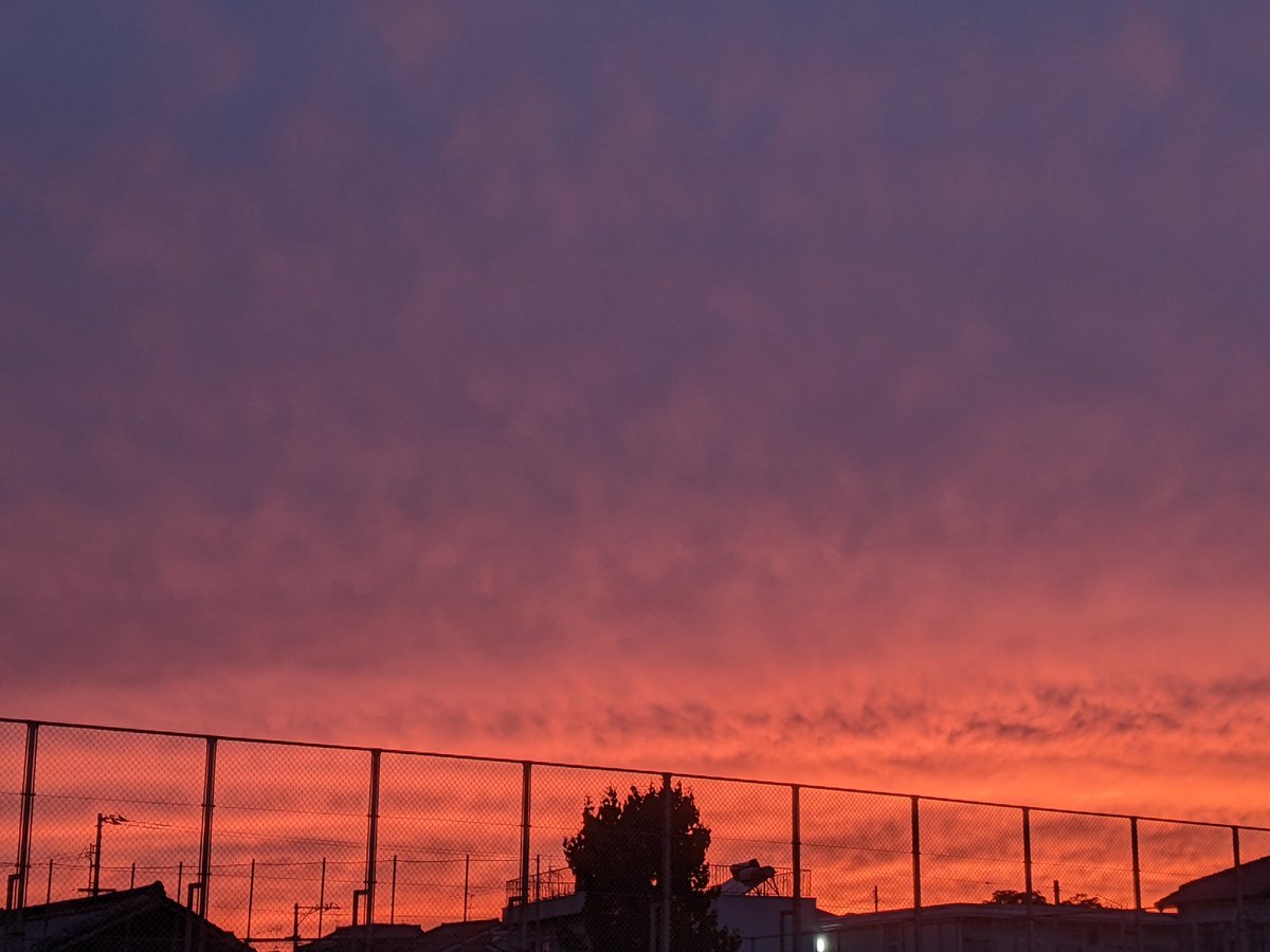 今日の夕やけ、「夕暮れに手をつなぐ」の、空みたい