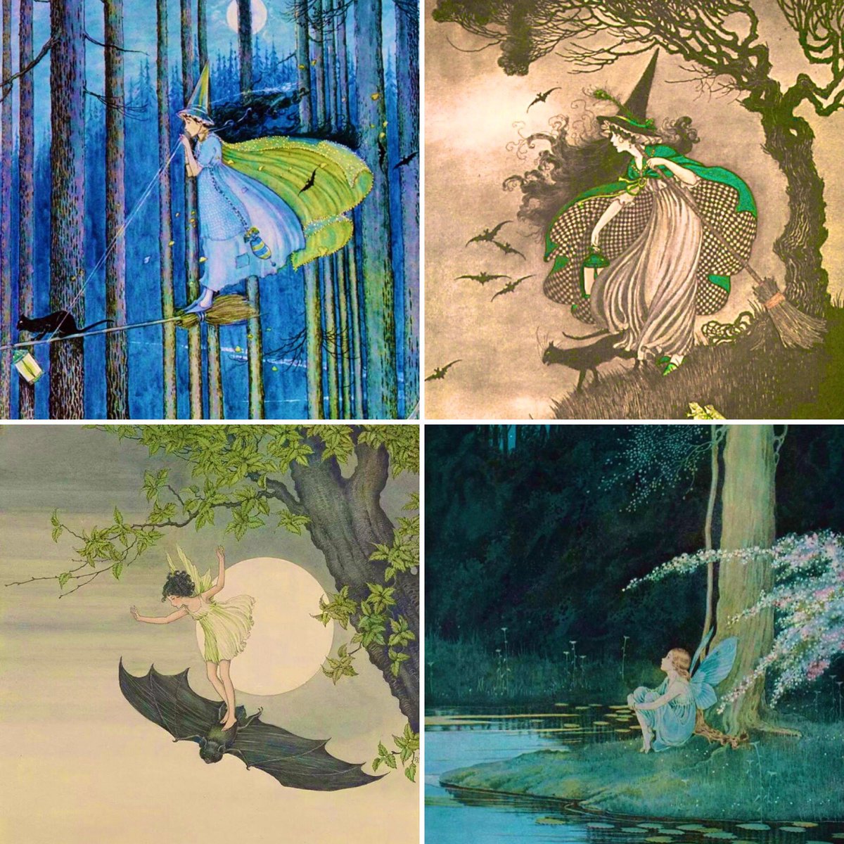 Ida Rentoul Outhwaite, #illustrator, was born on 9 June 1888, in Melbourne, Australia. From age 15 she illustrated fairy stories set in an #Australian landscape, and created some of the most iconic witches ever. #BookChatWeekly #BookWormSat #childrensbooks #art #FolkloreSunday