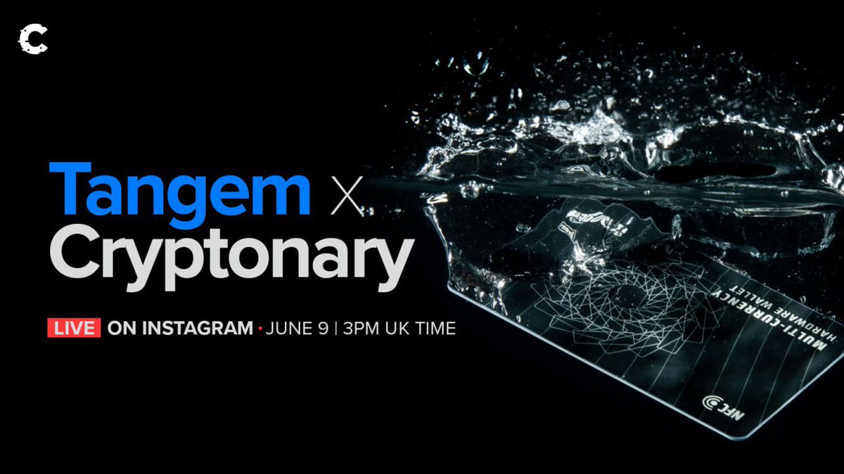 Tangem's tweet photo. Today is the day! At 4 p.m. CEST we'll be co-hosting an IG Live with Cryptonary @cryptonary — the media and research company that deep dives only the most promising web3/crypto projects https://t.co/bb4rV5lsgE. See you! https://t.co/aAP2vvX6aV