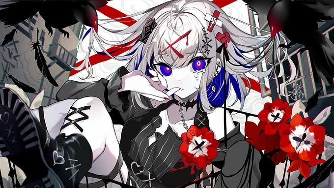 ✦・✦告知✦・✦    フユウ様の楽曲『クロウクロウ』のイラストを担当させて頂きました! ダークで飲み込まれるような、美しさとこわさが共存した世界観がとても素敵です!是非聴いてください!