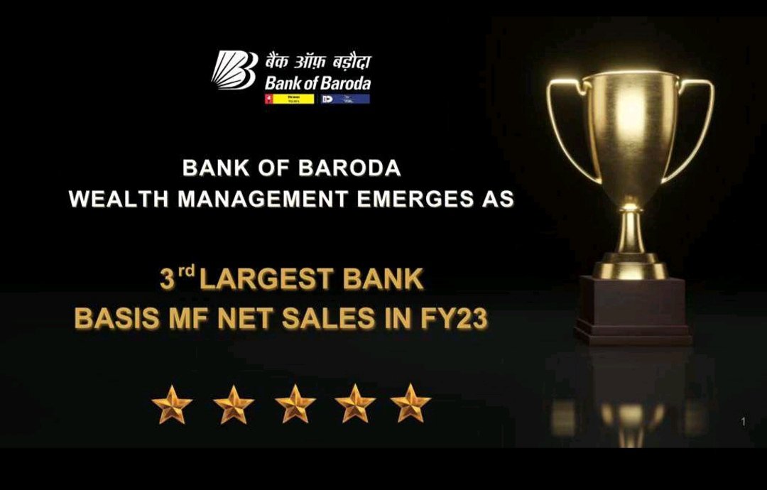 #BankofBaroda Wealth Management emerges as the 3rd largest bank on the basis of #MutualFunds Net Sales in FY23. #WealthManagement #PrivateBanking #BarodaRadiance #MutualFundsSahiHai