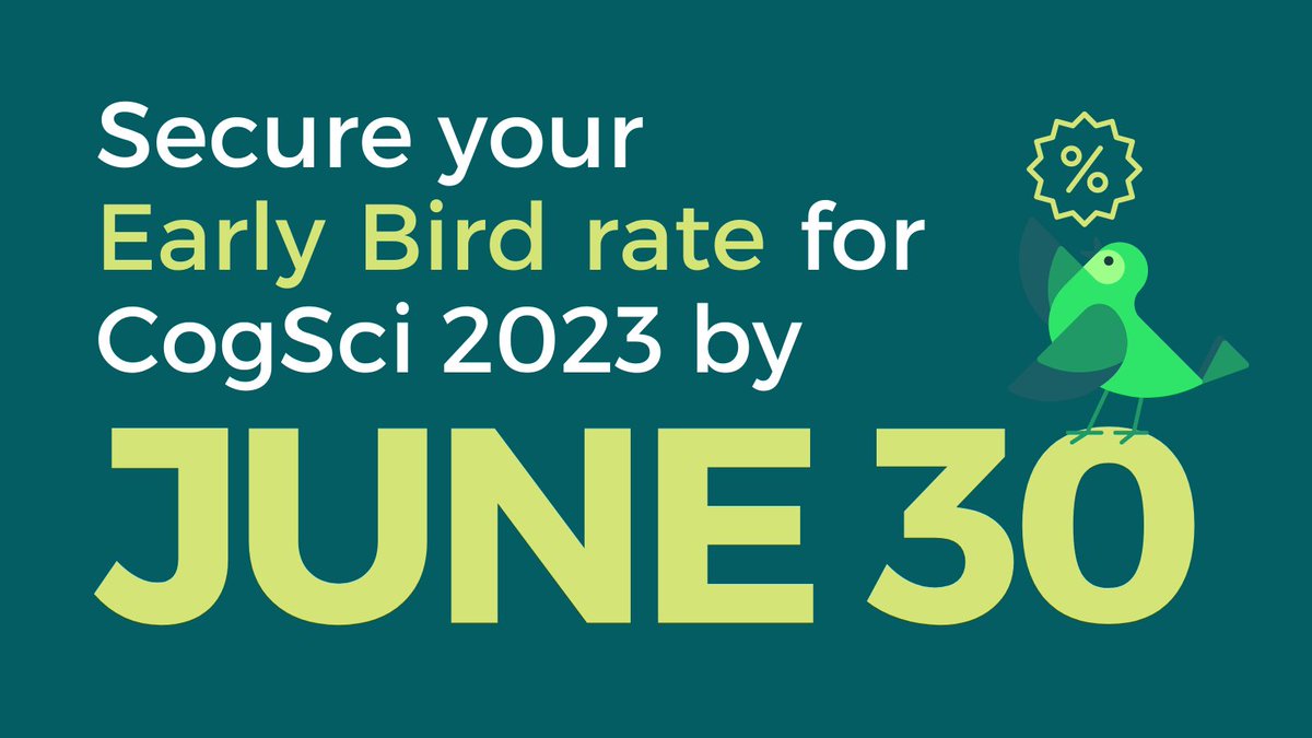 ￼Have you registered for #CogSci2023 yet? The Early Bird discount ends on June 30th!

Can’t join us in Sydney? 🇦🇺 No problem! #CogSci2023 will be a hybrid conference!￼

Check out our website for all the details cognitivesciencesociety.org/registration/