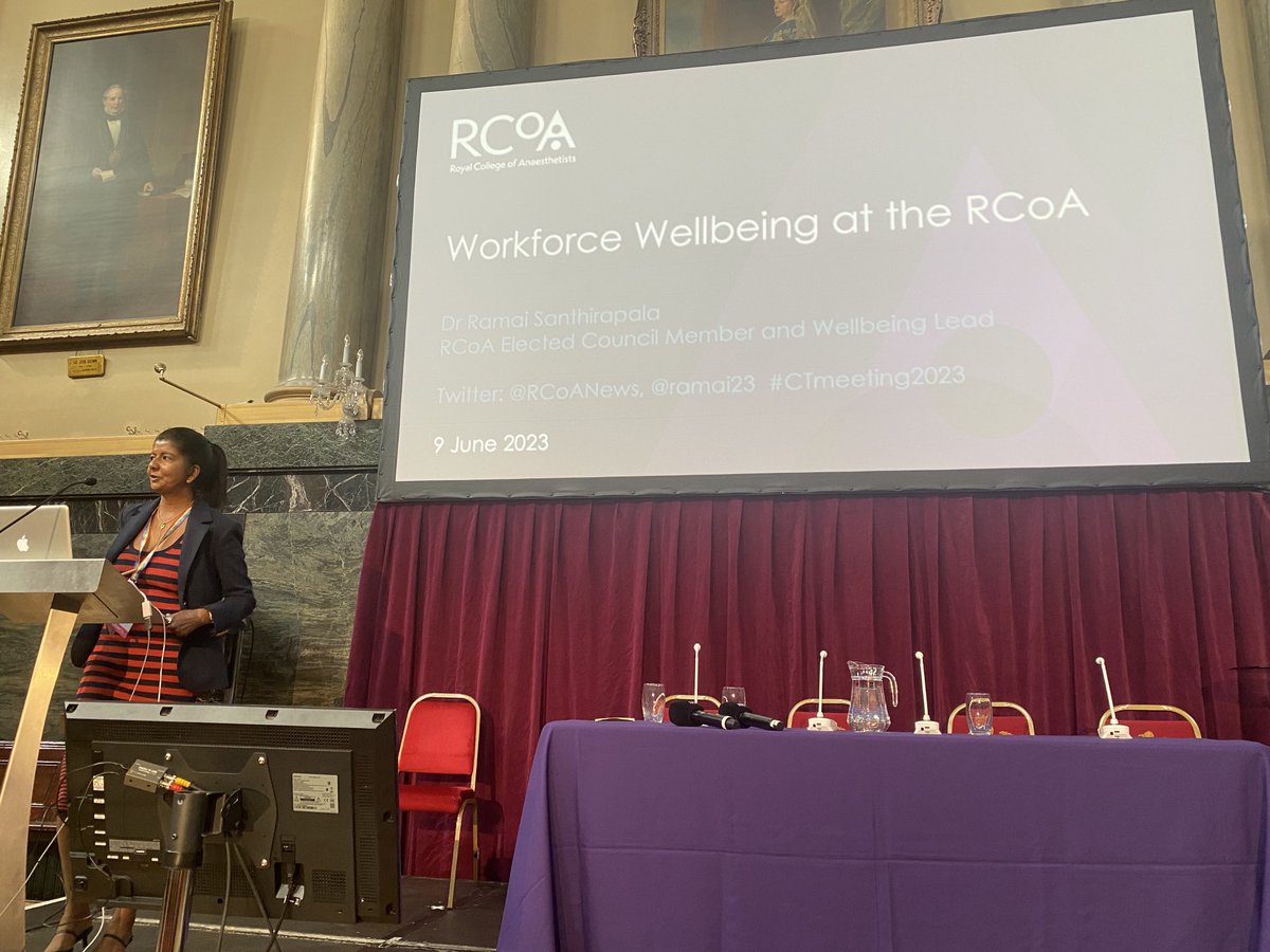 ⁦@ramai23⁩ ⁦@RCoANews⁩ #CTmeeting2023                               Important overview of how looking after your workforce improves their well-being with good rotas, rest facilities #fightfatigue and good pay and conditions . ⁦@NW_Anaesthesia⁩