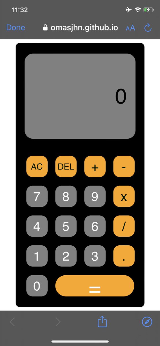 Calculator done…  #Ididtthat JavaScript way #testedandtrusted link: omasjhn.github.io/calculator/ @RxLabsHQ