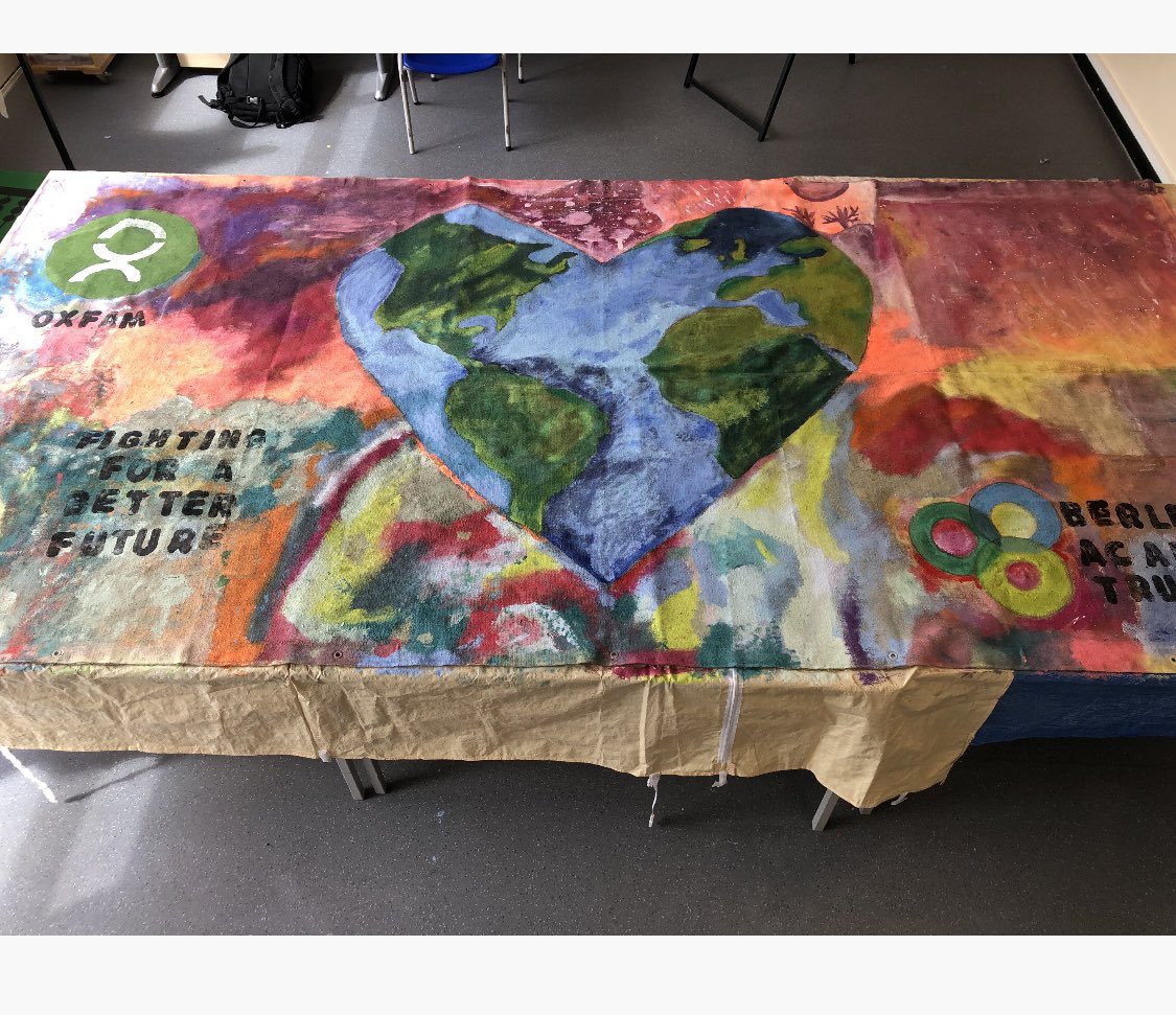 A selection of children across Berlesduna Academy Trust have been working with Oxfam to produce banners to highlight the need for climate justice. These banners will be displayed at the Glastonbury Music Festival