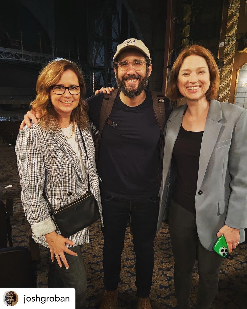 Josh Groban’s #IG
“The Office Garden Party reunion!! So stoked to have @msjennafischer and @elliekemper at @SweeneyToddBway tonight. The Sweeney Todd episode of The Office and Ellie asking @edhelms “did you write this??” is required viewing. Thank you for coming!!”
