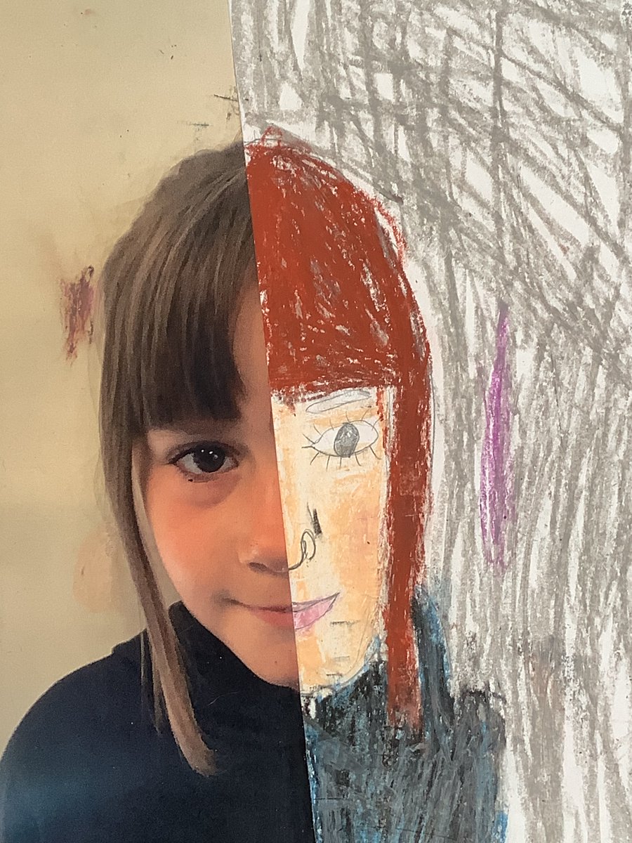 P3atCanalView's tweet photo. Taking our symmetry into art, P3B have been using mirrors to complete the other side of their face, and carefully blending the pastels to match each pupils’ unique skin tone! #beyondnumber #idl #DiversityandInclusion #onlyatcanalview https://t.co/354KN3b4eU