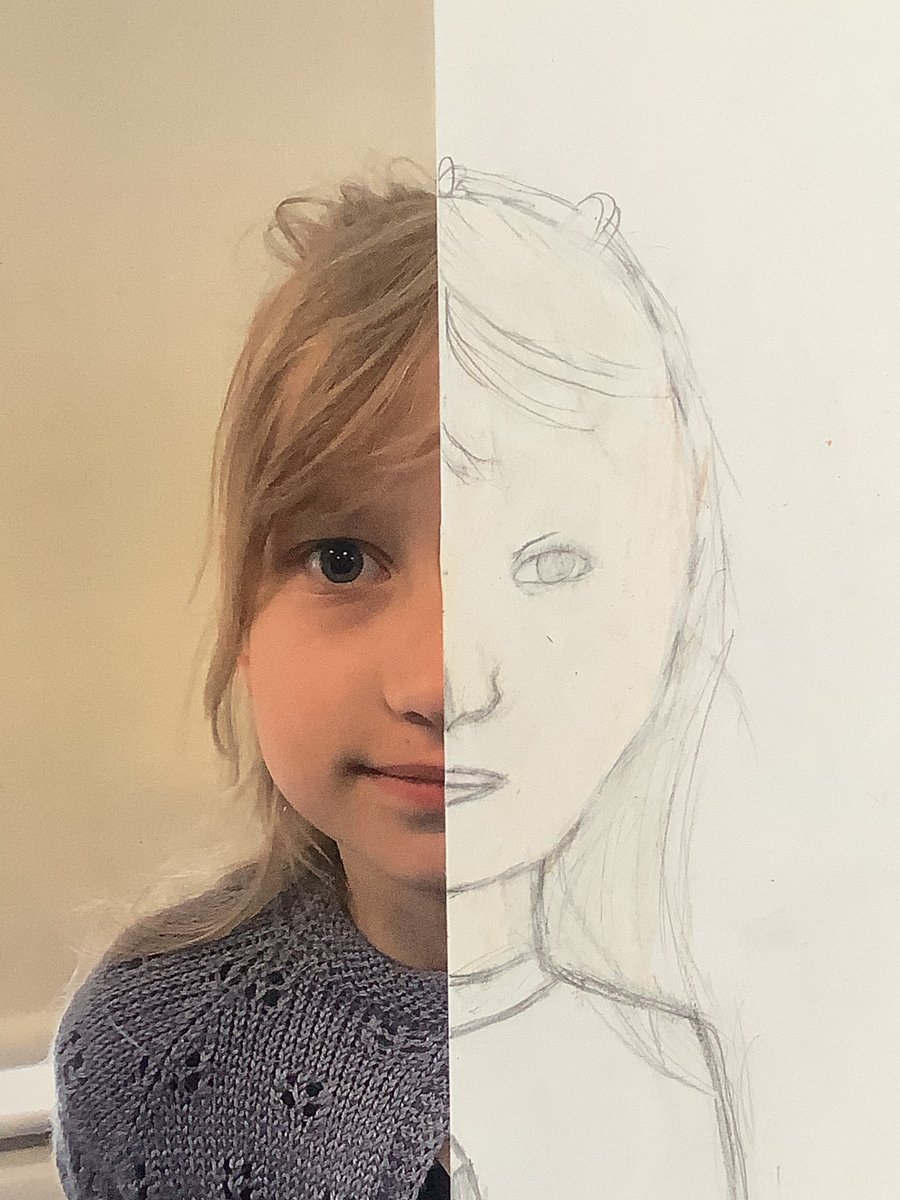 P3atCanalView's tweet photo. Taking our symmetry into art, P3B have been using mirrors to complete the other side of their face, and carefully blending the pastels to match each pupils’ unique skin tone! #beyondnumber #idl #DiversityandInclusion #onlyatcanalview https://t.co/354KN3b4eU