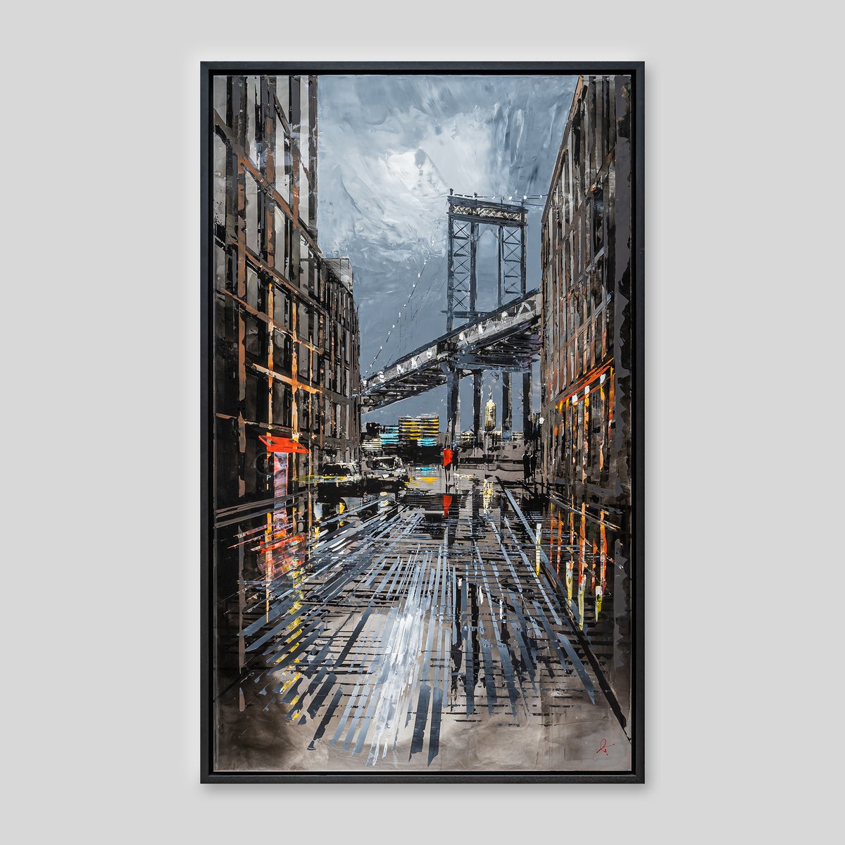 The iconic Manhattan Bridge is captured in “Brooklyn Nights” – a 36” x 60” resined mixed media painting on aluminium sheet. 
Available at paulkenton.com/gallery/brookl…
#paulkenton #painting #resin #oilpainting #cityscape #newyork #nycart #artist
