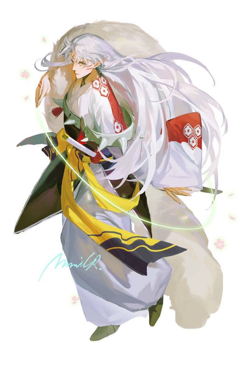 1boy male focus long hair pointy ears white hair solo fur  illustration images