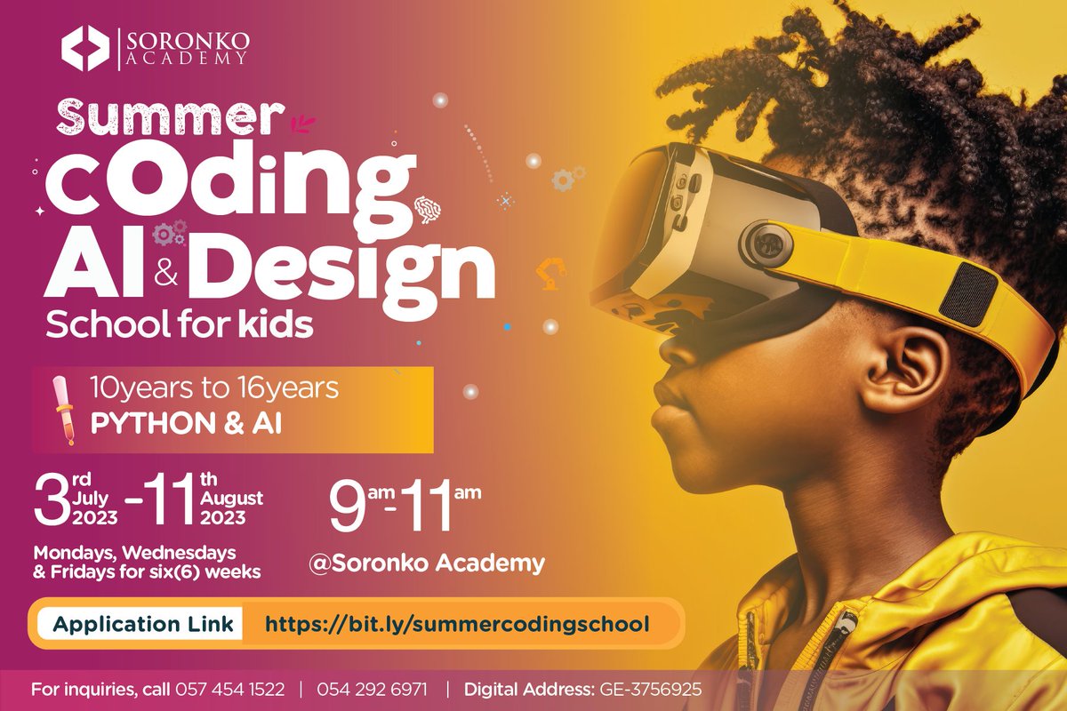 Techneedsgirls's tweet photo. Our popular summer coding school for children is back

Stir up your children's interests by enrolling them in our Summer Coding, AI, &amp; Design School to unlock their potential &amp; prepare them to succeed in our increasingly digital world. 

Register via https://t.co/9mtJ6O1kNF https://t.co/K6Rq7g195B
