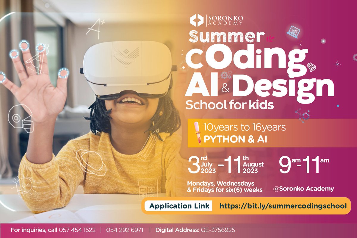 Techneedsgirls's tweet photo. Our popular summer coding school for children is back

Stir up your children's interests by enrolling them in our Summer Coding, AI, &amp; Design School to unlock their potential &amp; prepare them to succeed in our increasingly digital world. 

Register via https://t.co/9mtJ6O1kNF https://t.co/K6Rq7g195B
