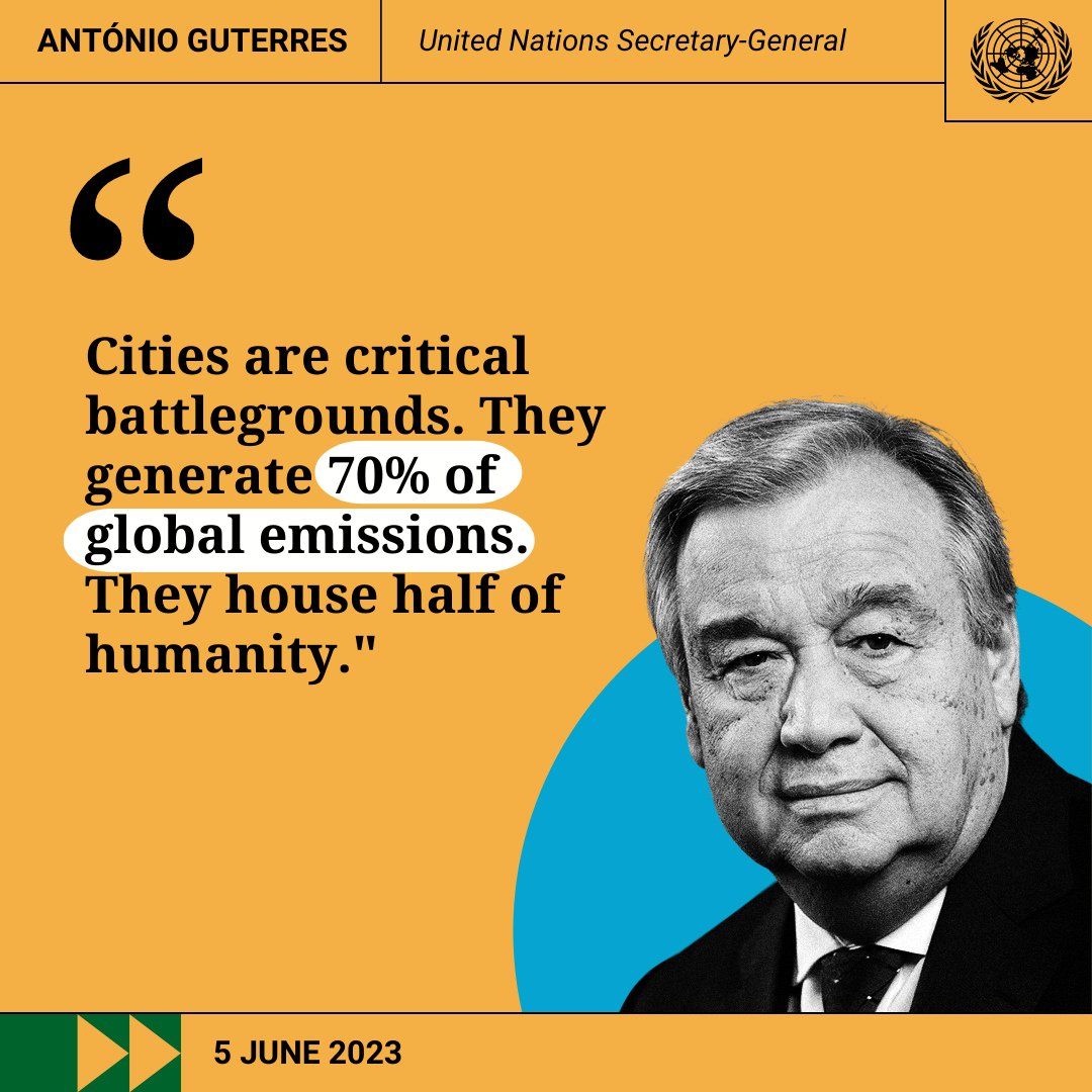 “Cities are critical battlegrounds. They generate 70 percent of global emissions. They house half of humanity.” 
– @antonioguterres at the UN Habitat Assembly

#UNHA2 #Act4Urban #Act4Habitat