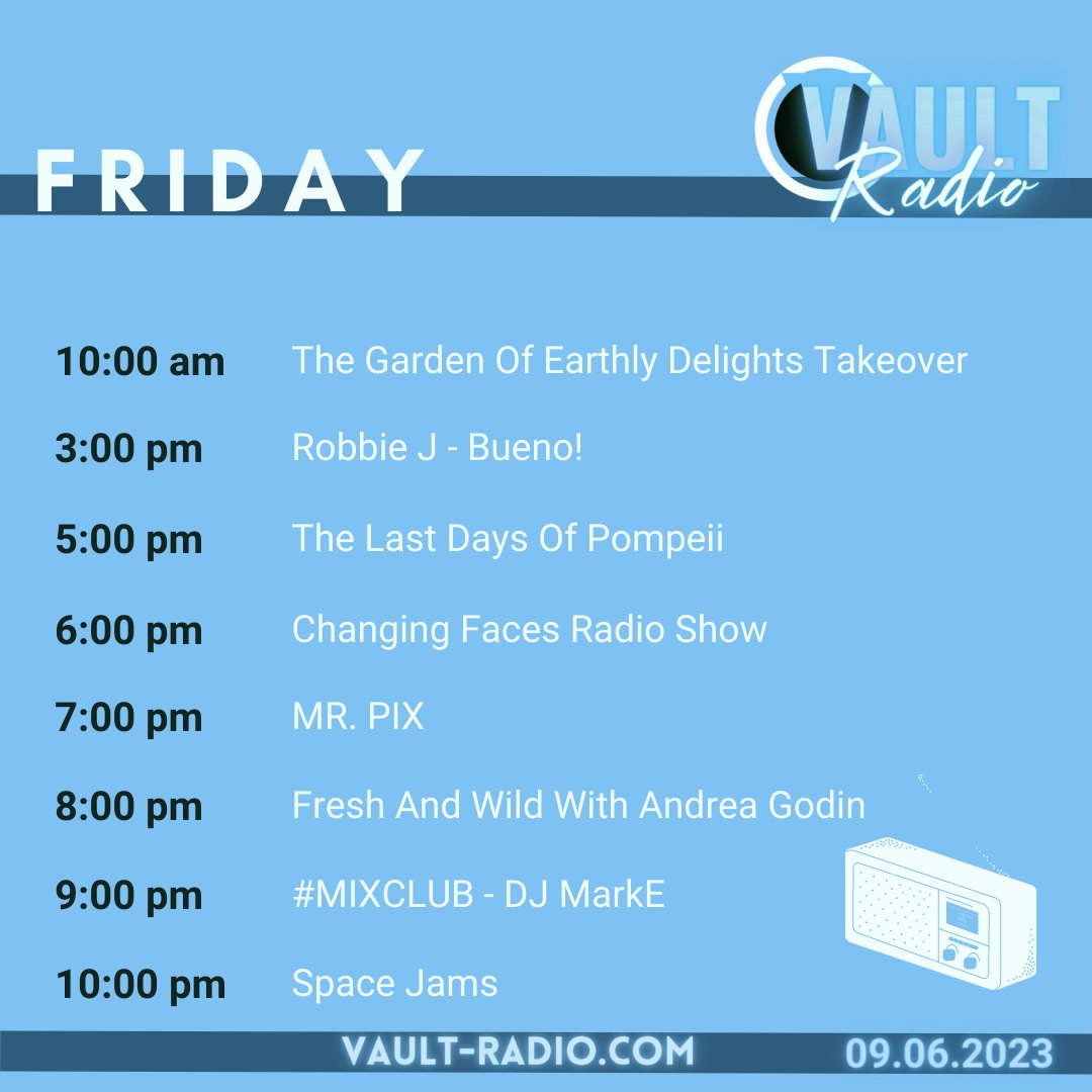 RadioVault's tweet photo. Eclectic vibes on Vault Radio with #MRPIX, #AndreaGodin, #ChangingFacesRadioShow, and #RobbieJ, indulging in a diverse soundscape of #electronic, #ambient, #dub, #reggae, and #discoβlive & loud https://t.co/GD7GGU2V3C ! #MusicLovers #EclecticVibes #LiveRadio https://t.co/NUIdSdj5h3