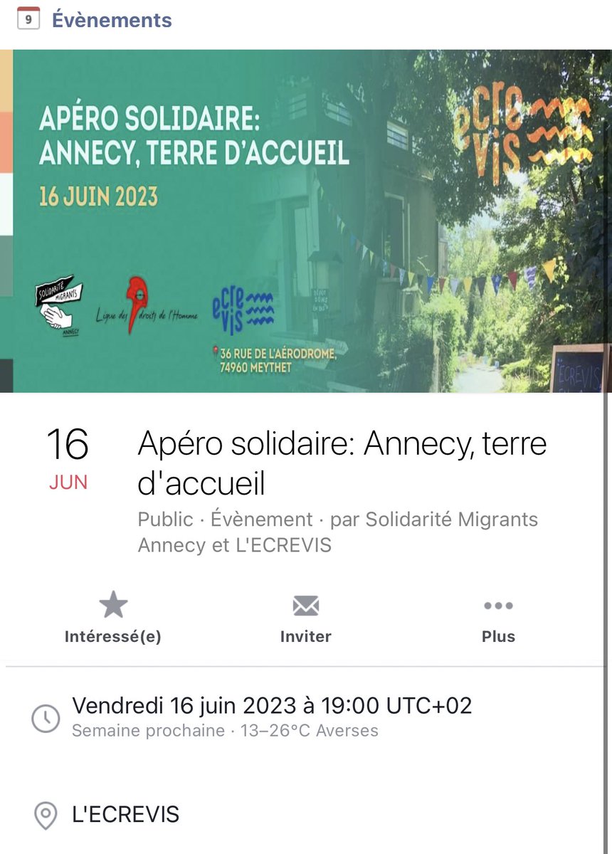 Un “apéro solidaire #Annecy terre d’accueil” est organisé le 16 juin par la @LDH_Fr et “Solidarité migrants”. 
Écœurant.