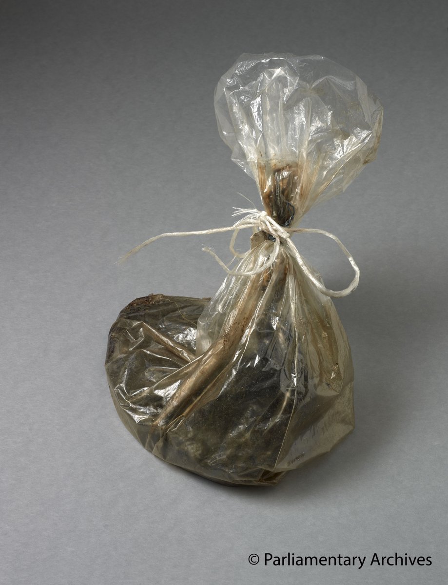 Continuing our A-Z of the Archives, here is an unusual item. See ‘O’ for Oil Slick Specimen. This bagged sample from the Eleni V was given at a Commons Science &amp; Technology Committee in 1978. The oil tanker was pierced, releasing 5000 tonnes of fuel into the North Sea. #TowerA-Z