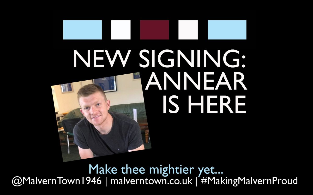 MalvernTown1946's tweet photo. NEW SIGNING: Annear is here

"As soon as I met with Hoops &amp; Sooty I knew that I wanted to sign; seeing the ground, facilities and way the club goes about things really interested me..."

Read more here: https://t.co/d3XTkp70EH

👕Sponsor Jordan - email: michelle@malverntown.co.uk https://t.co/lXKph9UatK