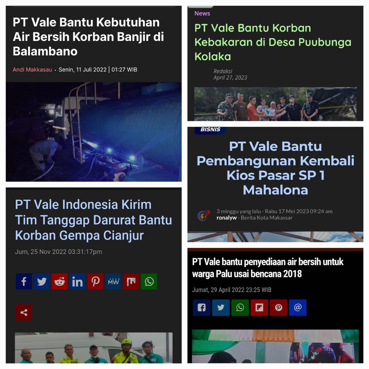 negativisme's tweet photo. PT Vale Indonesia termasuk perusahaan yg cepat tanggap dalam membantu masyarakat yg membutuhkan ya? Selain masyarakat setempat, masyarakat lain di seluruh Indonesia juga ikut dibantu. Respect! #NikelUntukIndonesia
#TambangMasaDepanIndonesia https://t.co/GHG47u3cOq