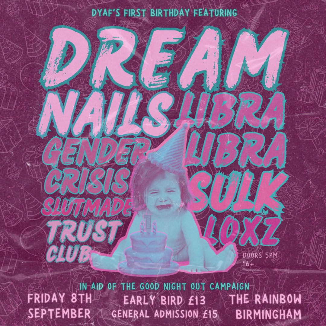 See you in September 💫

DYAF’s 1st Birthday Party 🌸💞🧁

<a href="/therainbowpub/">The Rainbow Pub</a> Birmingham 8th September. 

Early Bird 🎟️ on sale now : seetickets.com/event/dyaf-s-1…

📸 <a href="/AlfieBungay/">Alfie Bungay</a>