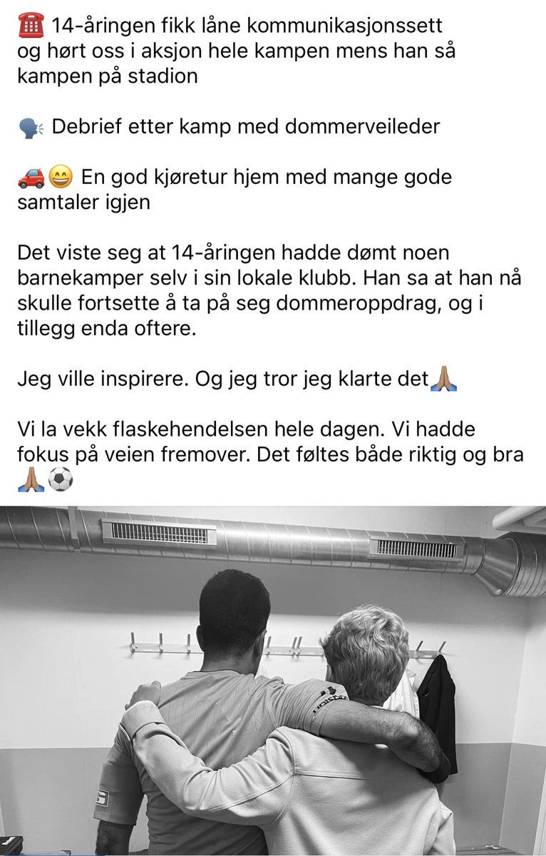 Norskfotball2's tweet photo. 🤝 Rohit Saggi inviterte den 14 år gamle flaskekasteren fra Nadderud med seg til Østfold da han dømte @fredrikstadfk - @vikingfotball i cupen denne uken🚗 https://t.co/XdEeonzns3