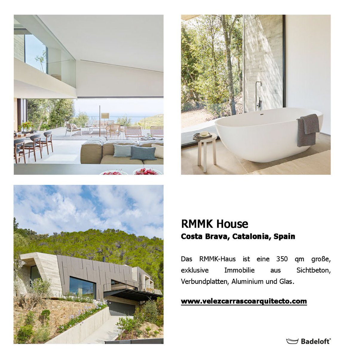 Badeloft's tweet photo. 📷

RMMK House
Costa Brava, Catalonia, Spain

Das RMMK-Haus ist eine 350 qm große, exklusive Immobilie aus Sichtbeton, Verbundplatten, Aluminium und Glas.

↳https://t.co/MiCMhyVs8l

↳https://t.co/H81lliTXEw

@badeloft 

#freistehendebadewanne #badewannen #mineralguss #bathroom https://t.co/8Xx1B0uPlP