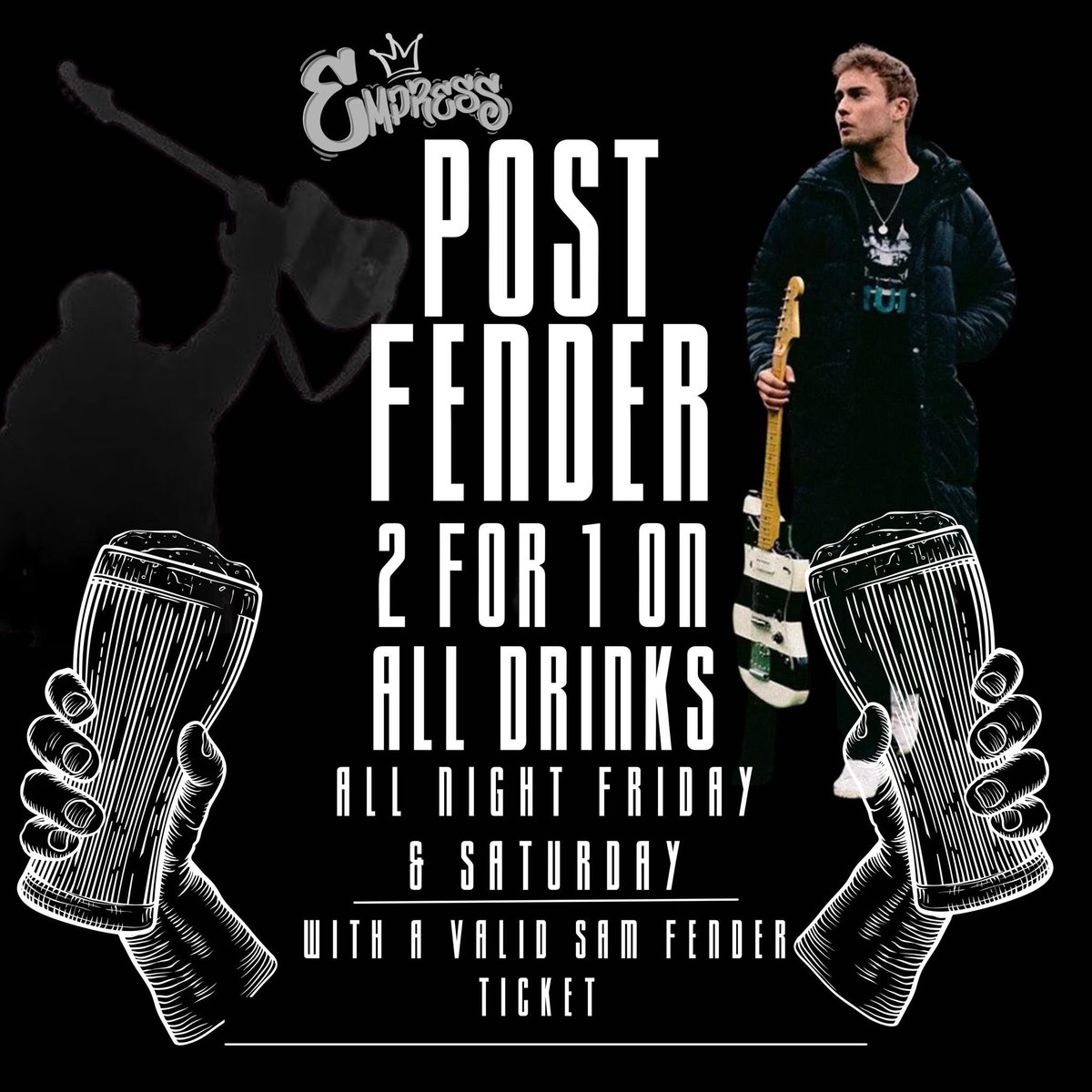 Who's heading to St James Park for the Sam Fender gig tomorrow or Saturday?

With it being such a momentous occasion for Newcastle the team here at Empress have decided to extend our 2 for 1 on all drinks to all night long with a valid Sam Fender Ticket! 
(Excludes shots etc.)