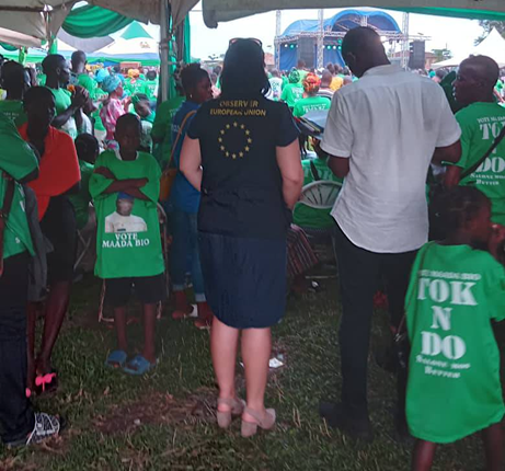 eueomsl2023's tweet photo. EU EOM long-term observers are observing and assessing the conduct of campaign in all 16 districts of #SierraLeone. Here, our team in Bo is observing the APC rally, while the team in Bonthe is observing SLPP campaign event. https://t.co/mxIuwsZJEy