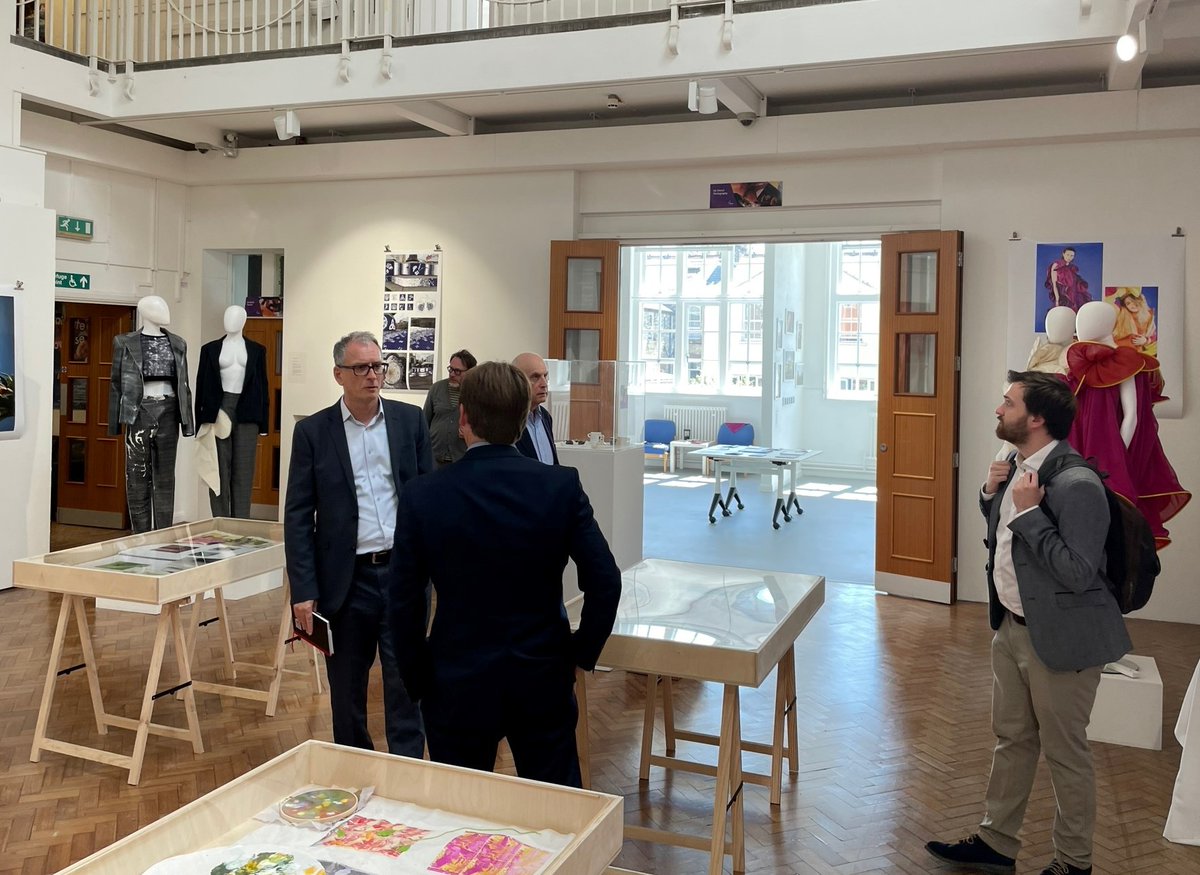 officestudents's tweet photo. We headed to @angliaruskin yesterday, as part of our latest series of visits to universities and colleges. Martin Coleman, an OfS board member, and Jamie Black and James Hare from our Regulation team were treated to a showcase preview of recent graduates’ work during the visit. https://t.co/aOIy9GBowo