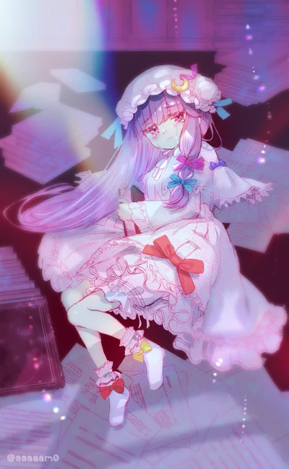#6月9日はパチュリーの日 らくがきで色まで塗る練習でパチュリーも描いちゃった