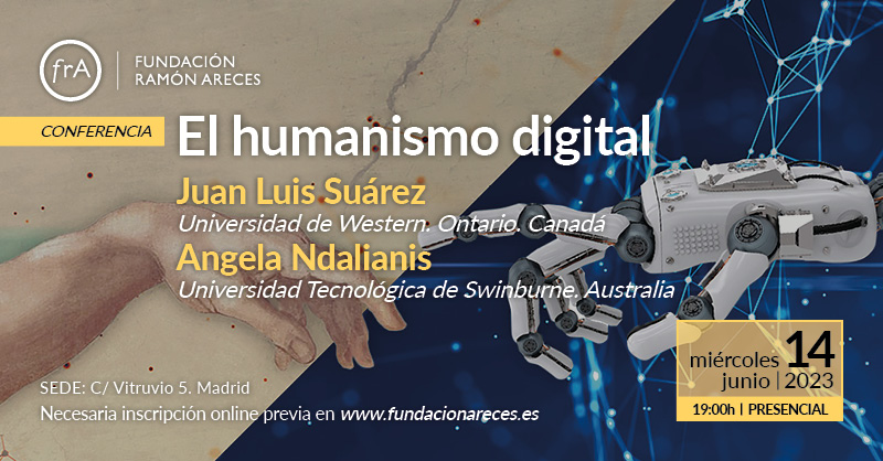 La próxima semana Juan Luis Suárez @suarez_juanluis y Angela Ndalianis @batndal nos hablarán del impacto de la #tecnologia en las #humanidades y el #arte 

'El humanismo digital' 🌐
🗓️ 14 de junio 
⏰ 19:00 h 
📍 Vitruvio 5 (Madrid)

Asistencia gratuita 🖊️ Inscripciones online