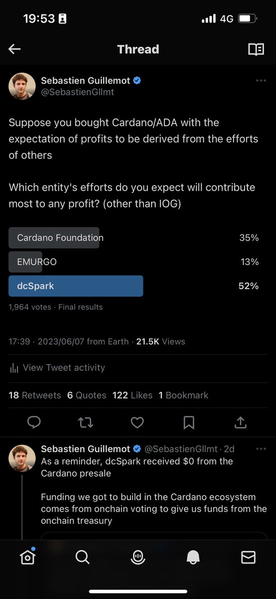 Before Ethereum added PoS, SEC said: not a security - “decentralized enough”

Why? “purchasers would no longer reasonably expect a person or group to carry out essential managerial or entrepreneurial efforts”

People expect more of <a href="/dcspark_io/">dcSpark</a> than 2 entities that started Cardano