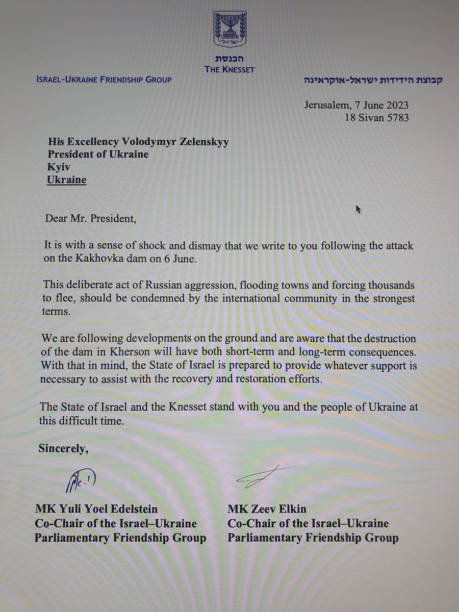 eh_den's tweet photo. Chairman of the Foreign Affair &amp; Security Committee of the Israeli parliament (@YuliEdelstein) &amp; head of Israel-Ukraine friendship group (@zeev_elkin) say the Russians blew up #Kharson #Kakhovskaya #hydroelectric dam.
Edelstein, a traitor (#PfizerLeak), led @IsraelMOH in 2020-21. https://t.co/1KEezFYeLh