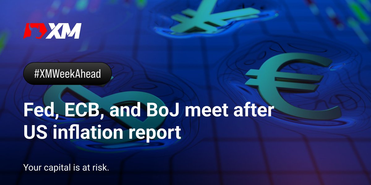 XM_COM's tweet photo. Another huge week lies ahead for #FX markets, featuring rate decisions from the #Fed, #ECB, and #BoJ. How could these events play out, and what's the outlook for #EURUSD and #USDJPY?
Our weekly analysis is out π https://t.co/ju6bIREPlv
#XM #XMWeekAhead https://t.co/LZ6l4VjgD8