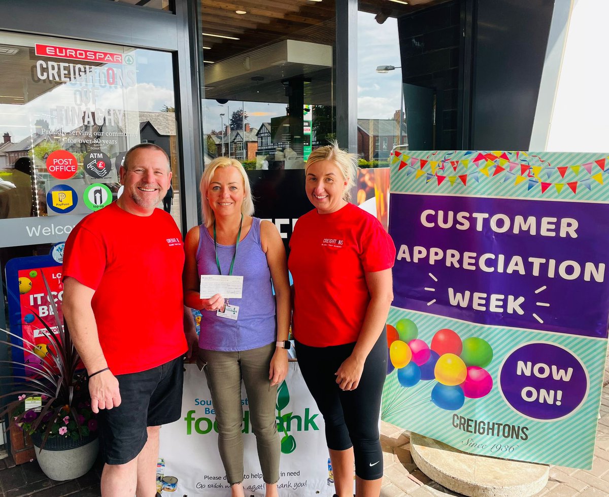 With the help of our wonderful customers Creightons of Finaghy are delighted to donate £1000 to the South and West Belfast Foodbank today. ☀️