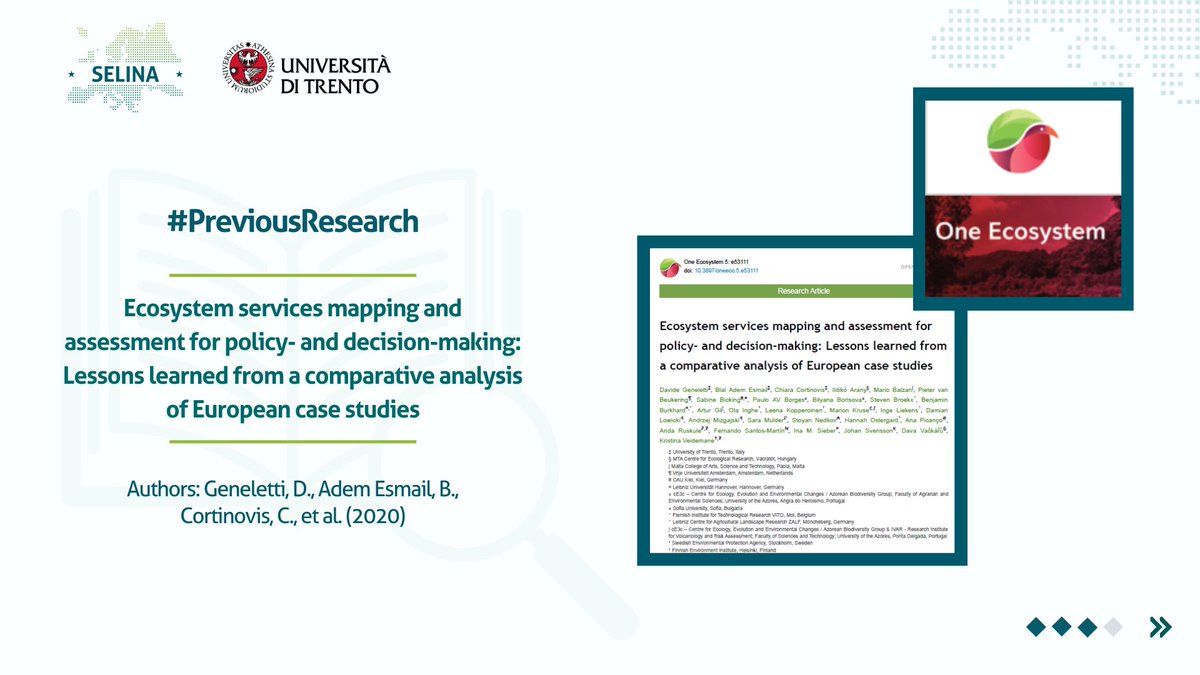 SELINAHorizonEU's tweet photo. 💡 Are you curious about #ecosystemservices and their impact on #urbanplanning and on informing sustainable policy and #decisionmaking?

📖 Dive into @UniTrento #PreviousResearch showcased below and learn about these and more topics.

🔎 #SELINAlibrary 🔗 https://t.co/S151GQ7F5A https://t.co/q0Mchx1XIZ