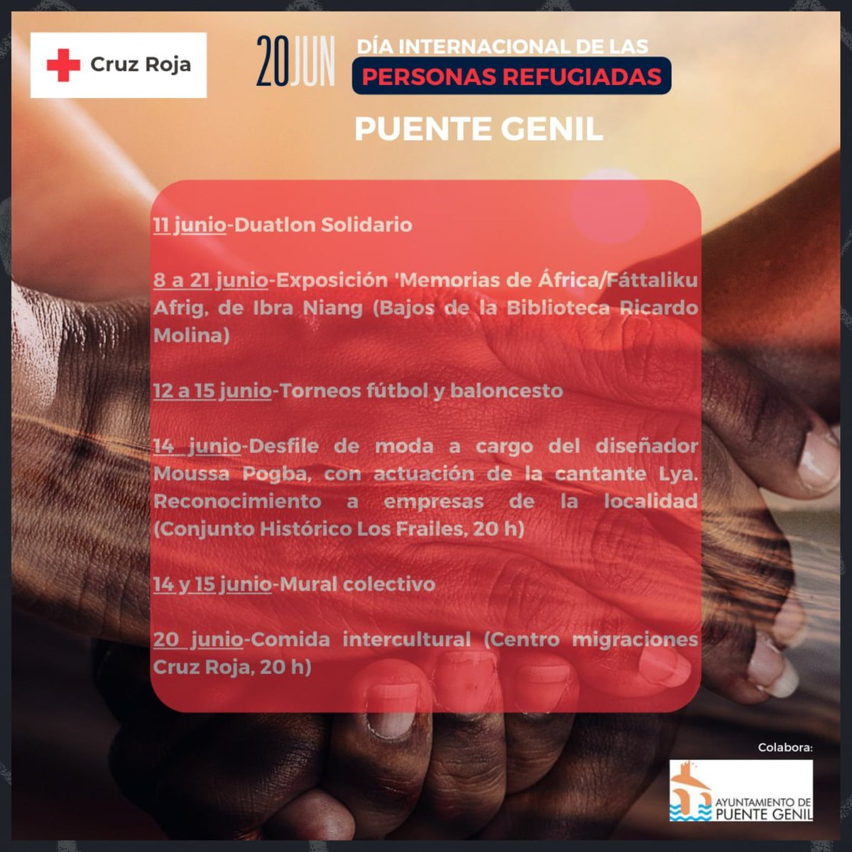 Actividades que Cruz Roja llevara a cabo en #PuenteGenil con motivo del Día Mundial de las Personas Refugiadas.