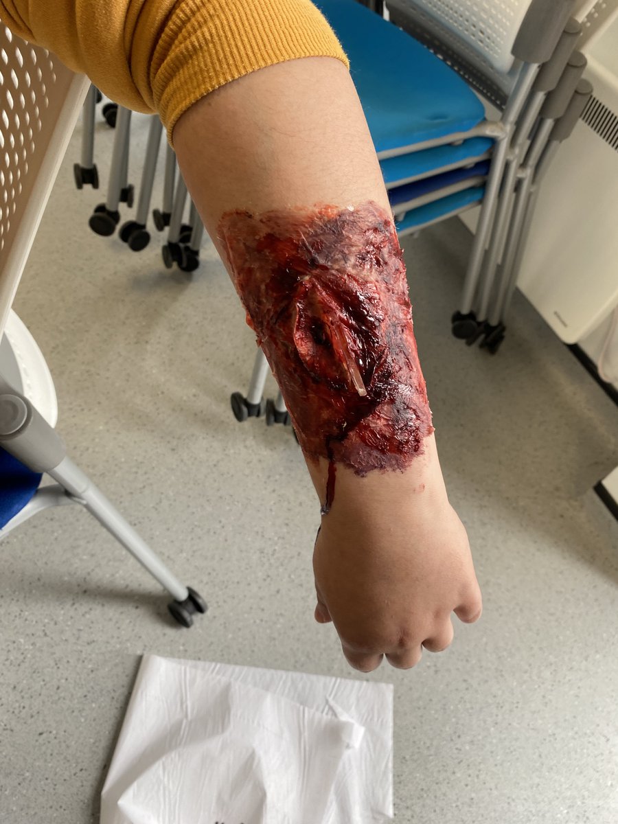 A little bit of moulage practise, varying degrees of success - but we are getting there... <a href="/UHParamedic/">UH Paramedic Science</a>  <a href="/UH_HSK/">uk</a> #moulage #simulation